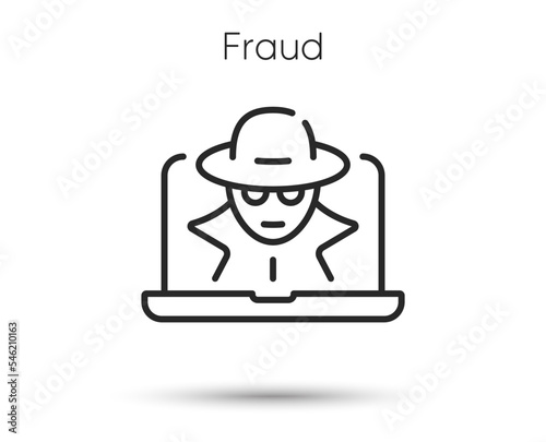 Fraud line icon. Spy, thief or hacker sign. Cyber hack symbol. Illustration for web and mobile app. Line style money scam icon. Editable stroke online fraud. Spy agent person. Vector