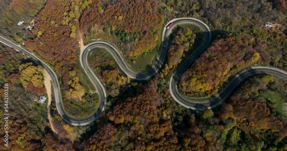 aerial view of inegol domanic road with beautiful autumn colors of nature aerial view of inegol domanic road with beautiful autumn colors of nature