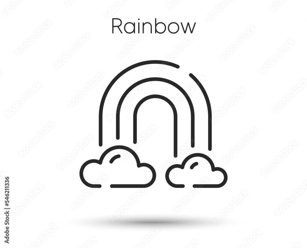 Rainbow line icon. Cloud sky with iridescent light sign. After rain rainbow symbol. Illustration for web and mobile app. Line style meteorological phenomenon icon. Editable stroke sky pattern. Vector Rainbow line icon. Cloud sky with iridescent light sign. After rain rainbow symbol. Illustration for web and mobile app. Line style meteorological phenomenon icon. Editable stroke sky pattern. Vector