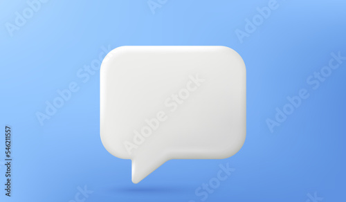 3d speech bubble isolated on blue background. Social network chat box icon. Blank text message balloon. Notification 3d chat speech bubble. Talk dialog board icon. Conversation balloon. Vector