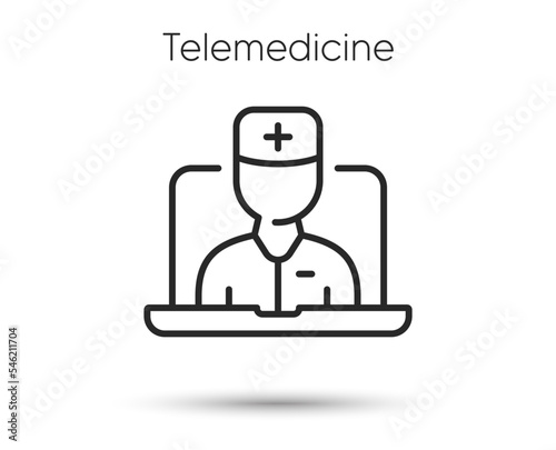 Telemedicine line icon. Online doctor sign. Medical health care symbol. Illustration for web and mobile app. Line style online telemedicine consultation icon. Editable stroke remote doctor. Vector