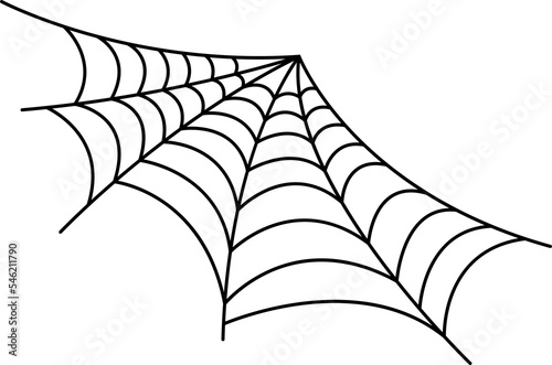 Hand drawn spider web icon. Black halloween cobweb
