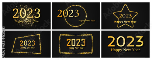 2023 Happy New Year gold background