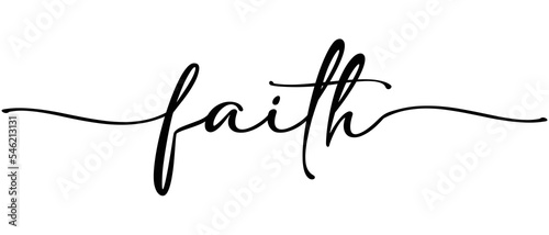 Faith - Christmas Christian word Continuous one line calligraphy Minimalistic handwriting with white background
