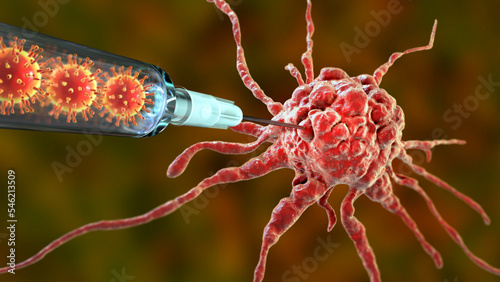 Oncolytic viral therapy, conceptual illustration photo