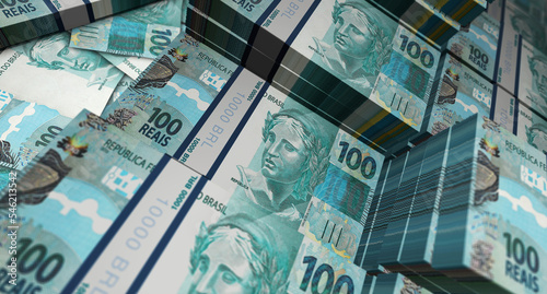 Brazil Brazilian Real 100 BRL banknote money 3d illustration photo