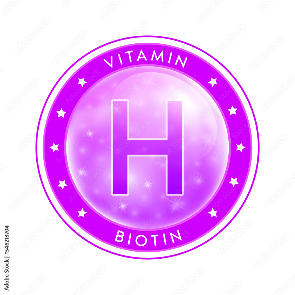 Water vitamin H drop label purple. Sign icon logo and badge. Isolated on white background. For designing food or beauty products. Medical healthcare and Drug business marketing ads concept. Vector. Water vitamin H drop label purple. Sign icon logo and badge. Isolated on white background. For designing food or beauty products. Medical healthcare and Drug business marketing ads concept. Vector.