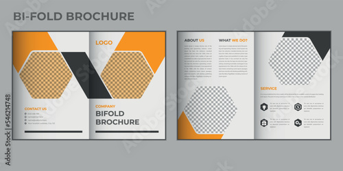 Corporate editable bifold brochure template design for business