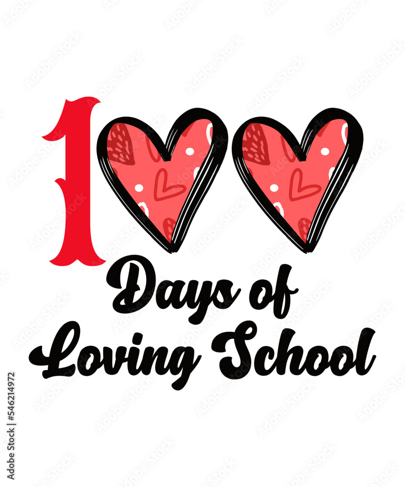 100 days of school concept design and logo illustration