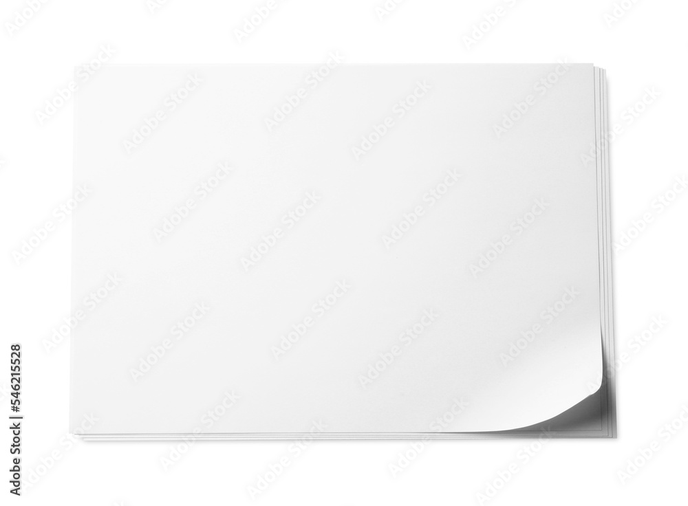 Blank sheets of paper on white background, top view Blank sheets of paper on white background, top view