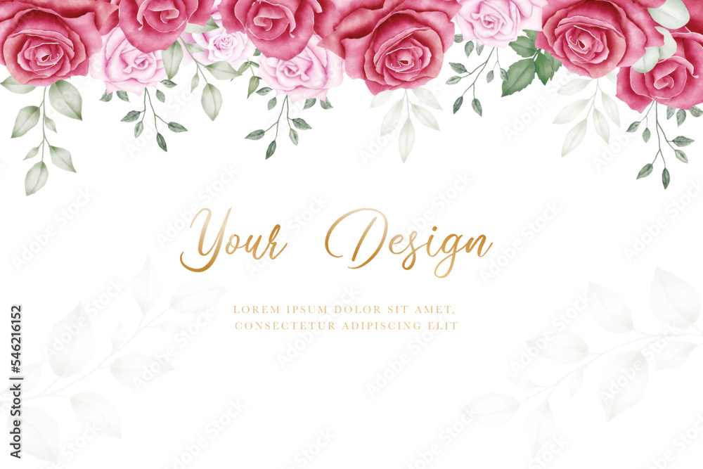 Beautiful floral roses wadding invitation card