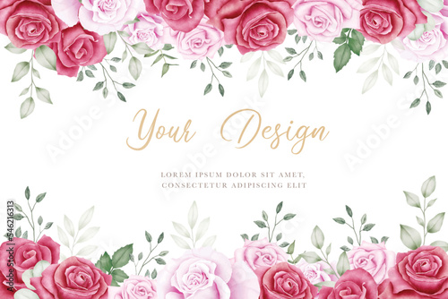 Beautiful floral roses wadding invitation card photo