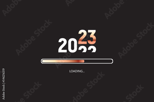 Fototapeta Naklejka Na Ścianę i Meble -  Downloading the New Year 2023. Start the new year 2023 with a plan of goals, a concept of goals, an action plan, a strategy