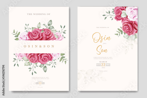 Beautiful floral roses wadding invitation card
