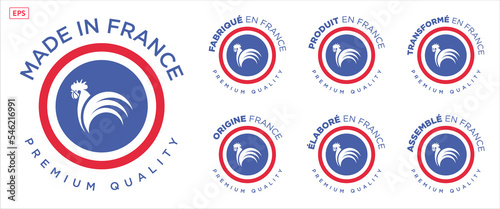 Fotografia Collection de logo Made in France, fabriqué en France, origine France, élaboré e