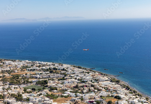 Aerial view of the town of Kamari, Santorini, Greece © wjarek