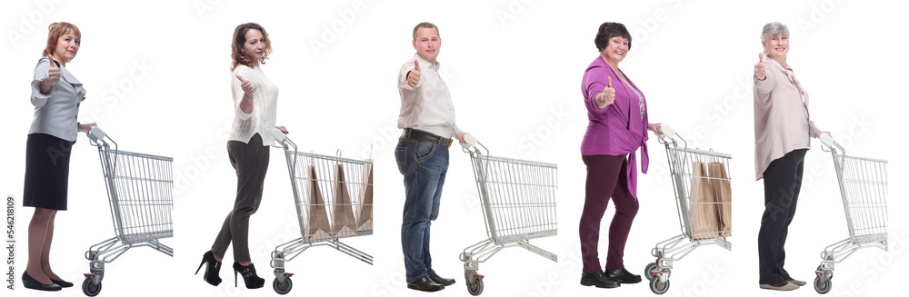 a group of people in profile with a basket showing thumbs up a group of people in profile with a basket showing thumbs up