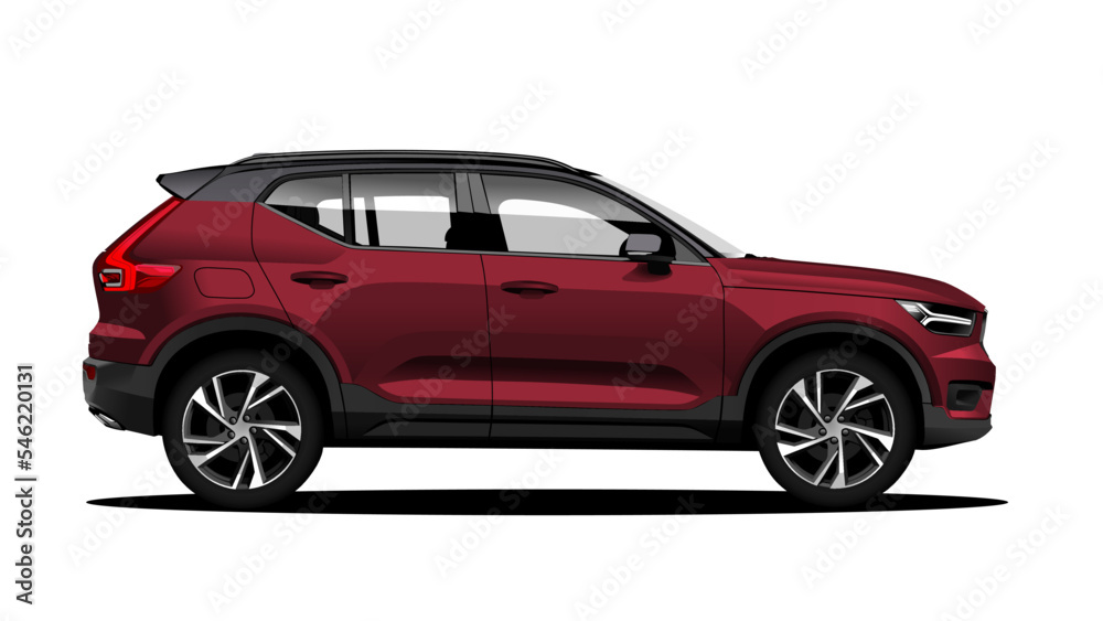Red Vector Side View Realistic SUV