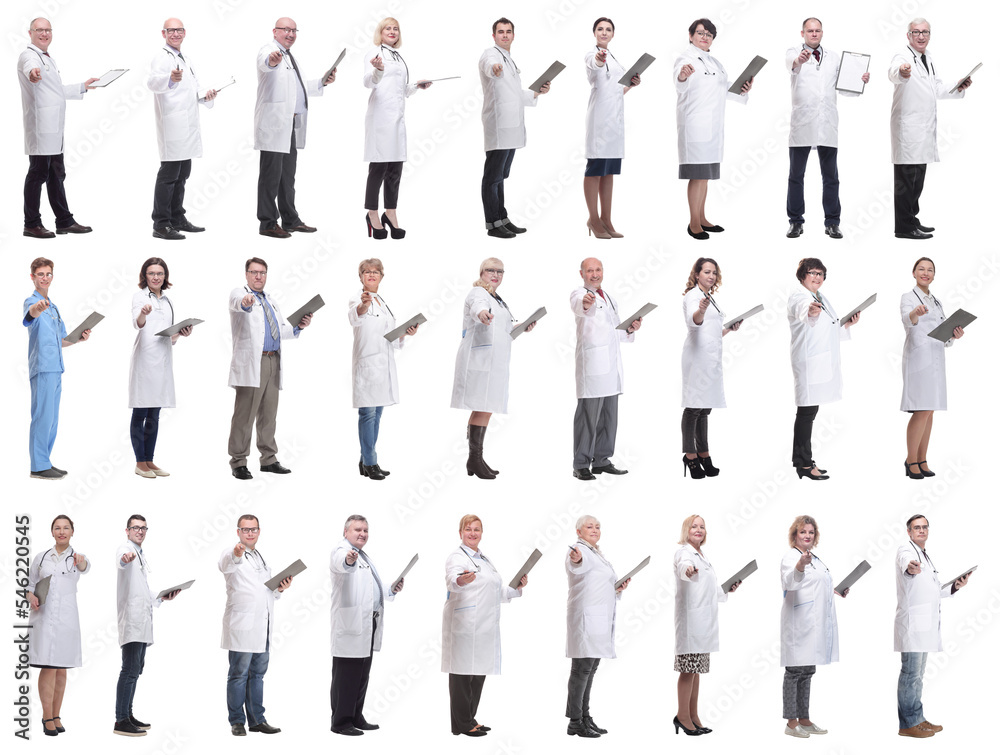 full length group of doctors with notepad isolated full length group of doctors with notepad isolated