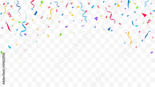 Confetti background. Festive backdrop. Party design with colorful confetti. Vector illustration