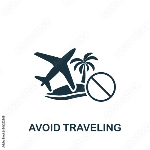 Avoid Traveling icon. Monochrome simple New Normality icon for templates, web design and infographics