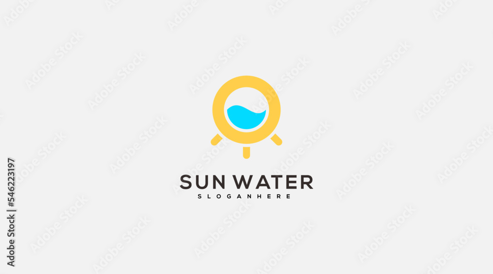 Sun water initial icon vector logo design template