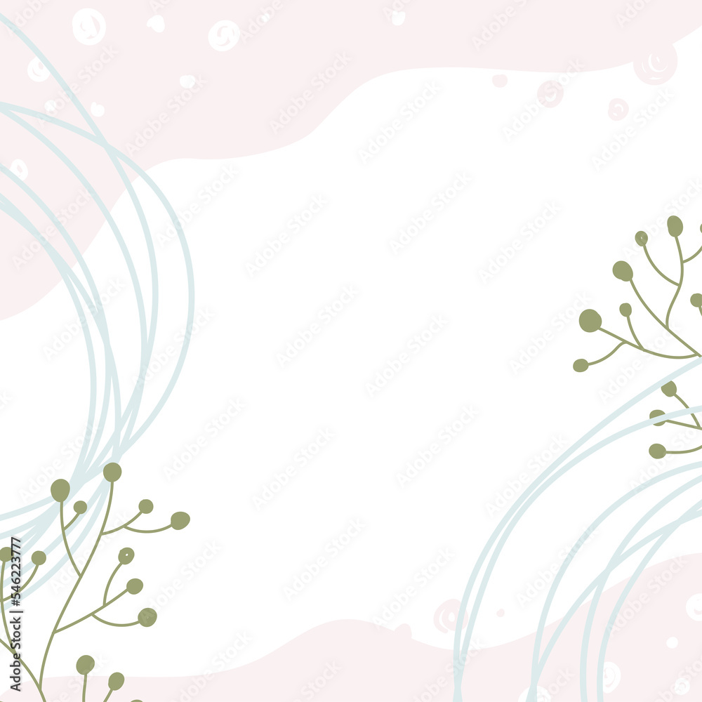 Fashionable square template with floral elements. Modern vector for social media, internet publishing, advertising banner Fashionable square template with floral elements. Modern vector for social media, internet publishing, advertising banner