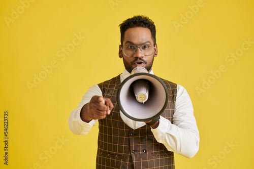 Man Speaking in Megaphone