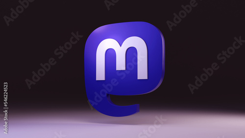 Mastodon logo on dark background. 3D render. photo