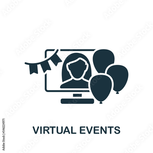 Virtual Events icon. Monochrome simple New Normality icon for templates, web design and infographics