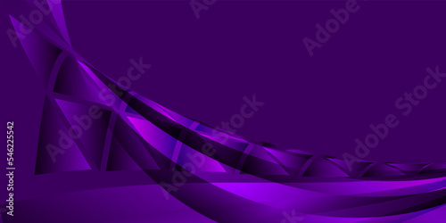 Abstract background made of waving lines and trygonal shapes in dark purple colors. 3d abstract violet purple background.