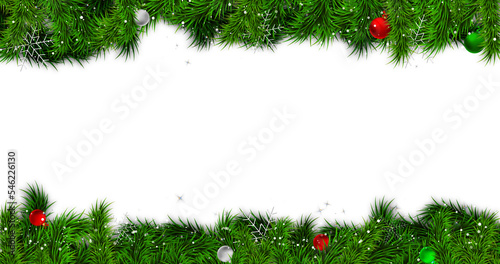 Green christmas frame with fir branches
