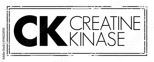 CK Creatine Kinase - enzyme expressed by various tissues and cell types, acronym text concept stamp