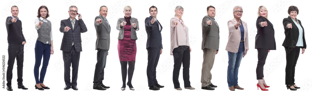 group of business people showing finger at camera group of business people showing finger at camera