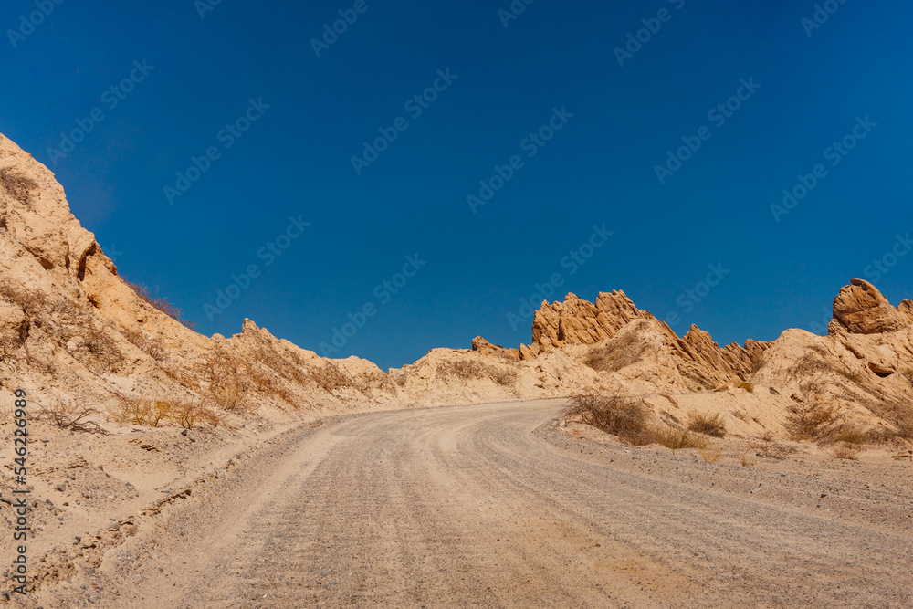 Road through the province of Salta from Salta to Cafayate through the quebrada de las conchas, northern Argentina. The dust road of route 40 Road through the province of Salta from Salta to Cafayate through the quebrada de las conchas, northern Argentina. The dust road of route 40