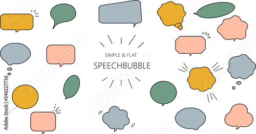 set of colorful speechbubble simple minimalistic, doodle, dialog boxes,  photo