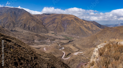 Obraz na płótnie Road through the province of Salta from Salta to Cafayate through the quebrada de las conchas, northern Argentina. The dust road of route 40 w salonie