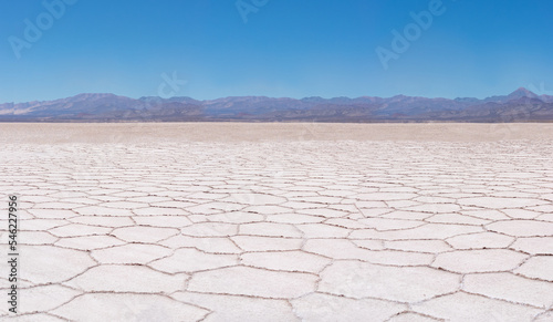 Salinas Grandes salt flat desert in provinces of Salta and Jujuy, located in the Puna of Atacama, Northwest Argentina.