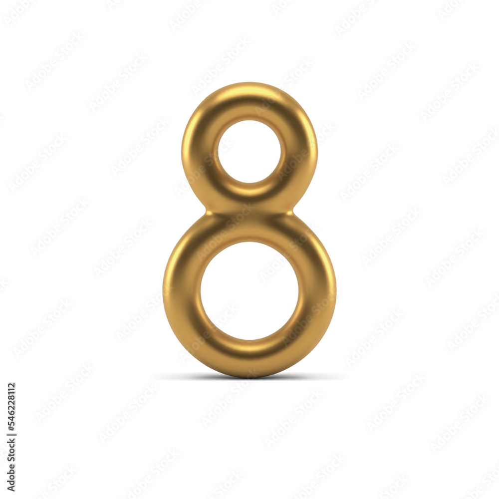 Eight golden balloon greeting festive holiday number decor element 3d icon realistic vector Eight golden balloon greeting festive holiday number decor element 3d icon realistic vector