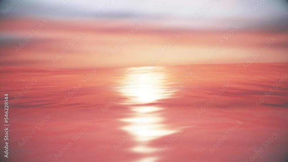 Cinematic golden sunlight at clear ocean horizon. Calm ocean waves. Seamless loop 4k