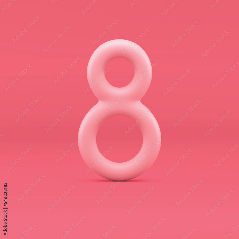 Pink eight 3d symbol abstract infinity glossy balloon 8 March festive celebrate realistic vector Pink eight 3d symbol abstract infinity glossy balloon 8 March festive celebrate realistic vector
