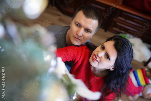 Young white family in a home