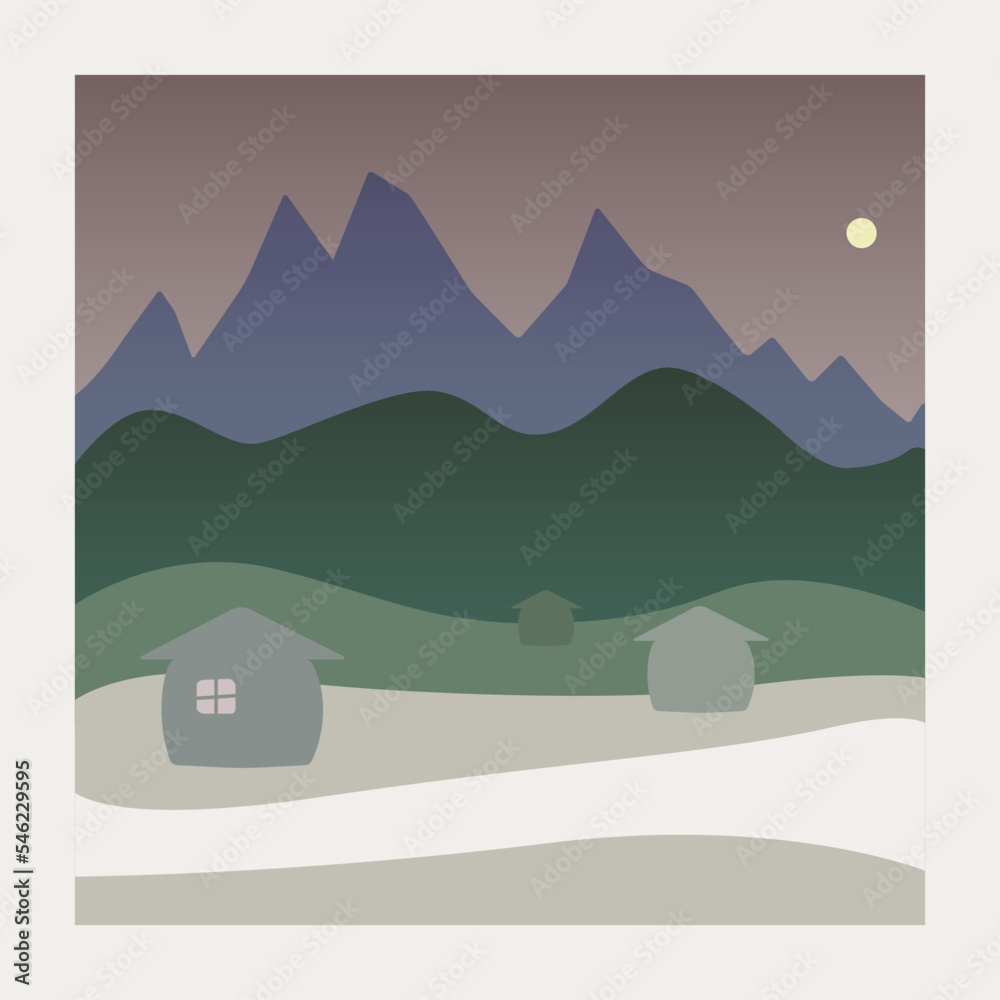Vector illustrations of postcards and leaflets with curves of nature