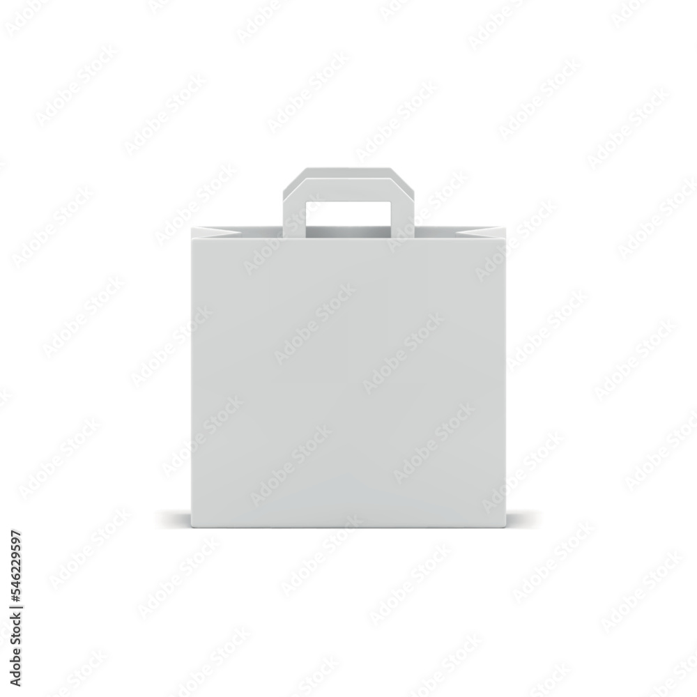 White recycle paper shopping bag for groceries supermarket goods carrying 3d icon realistic vector White recycle paper shopping bag for groceries supermarket goods carrying 3d icon realistic vector
