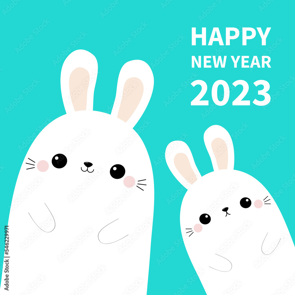 Premium Vector  Happy chinese new year 2023 cute rabbit head with