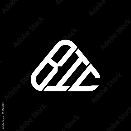 BIC letter logo creative design with vector graphic, BIC simple and modern logo in round triangle shape.