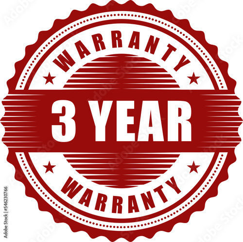 3 year warranty golden badge isolated on white background. warranty label
