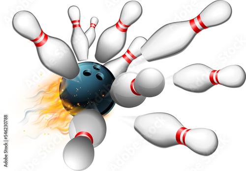 Flame Bowling Ball Strike w...