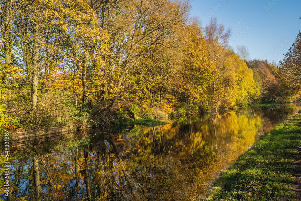 The Leeds liverpool canal at Aspull in Wigan, Lancashire