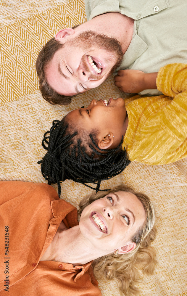 Adoption and family with girl from above lying on floor, foster family together. Mom, dad and child lying on carpet playing, love and fun time in happy family home with trust and support. Adoption and family with girl from above lying on floor, foster family together. Mom, dad and child lying on carpet playing, love and fun time in happy family home with trust and support.